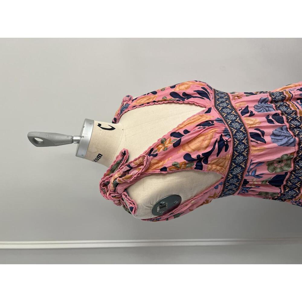 Farm Rio - Tiered Floral Midi Dress with Tie Shoulder Straps, Size S - Picture 6 of 11